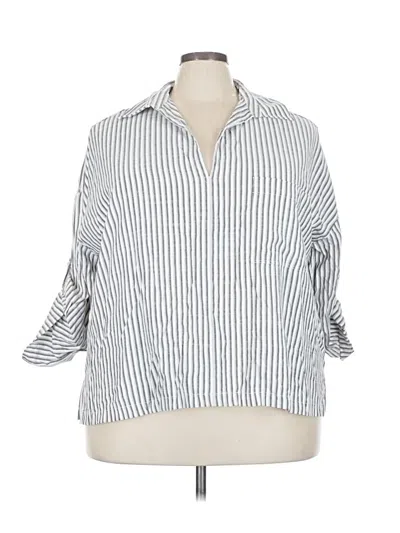 Pre-owned Max Studio Long Sleeve Polo Shirt In Silver