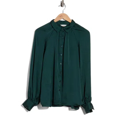 Max Studio Long Sleeve Satin Shirt In Green