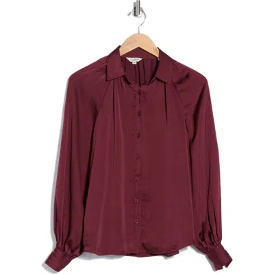 Max Studio Long Sleeve Satin Shirt In Red