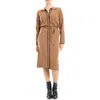 Max Studio Long Sleeve Shirtdress In Camel/black