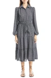 Max Studio Long Sleeve Tiered Shirtdress In Black