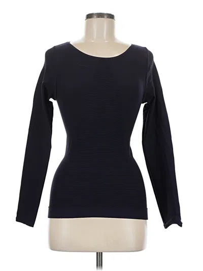 Pre-owned Max Studio Long Sleeve Top Black Solid Pattern Scoop Neck Tops
