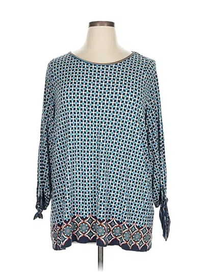 Pre-owned Max Studio Long Sleeve Top Blue Boatneck Tops