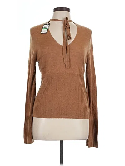 Max Studio Long Sleeve Top Brown Turtleneck Tops