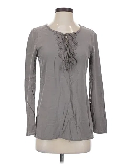 Pre-owned Max Studio Long Sleeve Top Gray Keyhole Neckline Tops