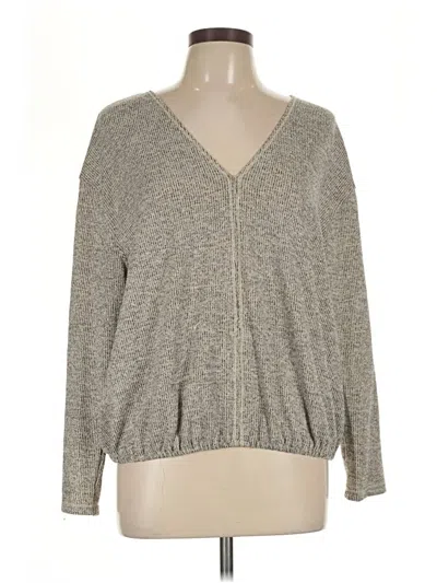Pre-owned Max Studio Long Sleeve Top Gray V-neck Tops