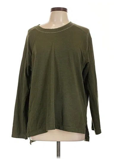 Pre-owned Max Studio Long Sleeve Top Green Crew Neck Tops