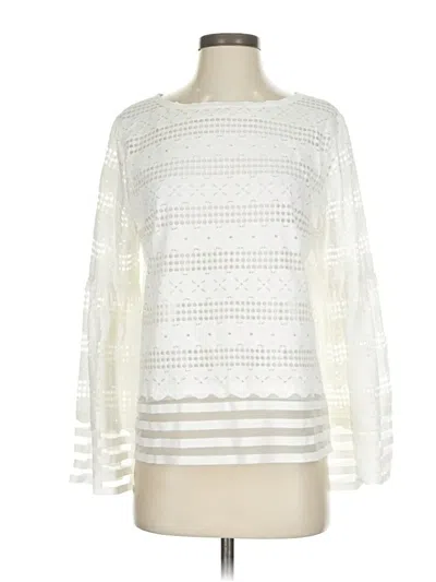 Pre-owned Max Studio Long Sleeve Top Ivory Boatneck Tops In White