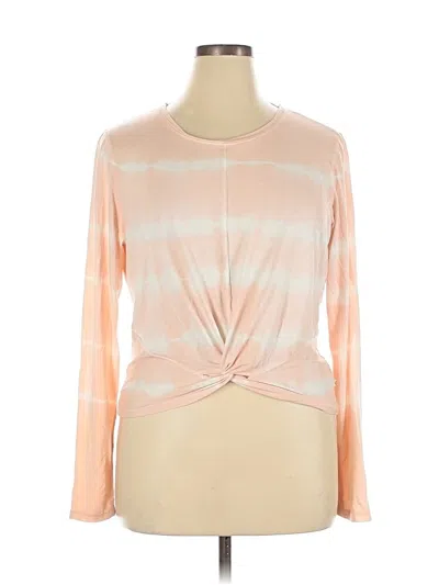 Pre-owned Max Studio Long Sleeve Top Orange Keyhole Neckline Tops