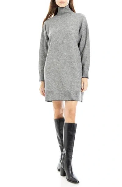 Max Studio Long Sleeve Turtleneck Dress In Gray