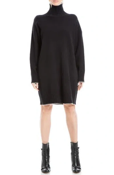 Max Studio Long Sleeve Turtleneck Dress In Black