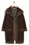 Max Studio Longline Open Front Cardigan In Brown