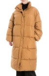 Max Studio Longline Puffer Jacket In Brown
