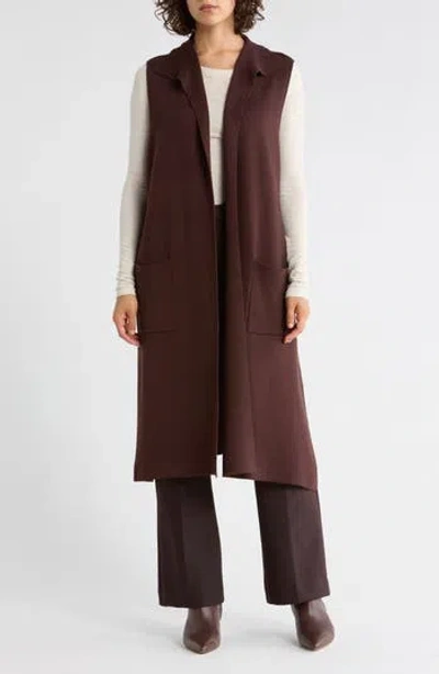 Max Studio Longline Sweater Vest In Brown