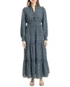 Max Studio Tiered Long Sleeve Maxi Dress In Blue