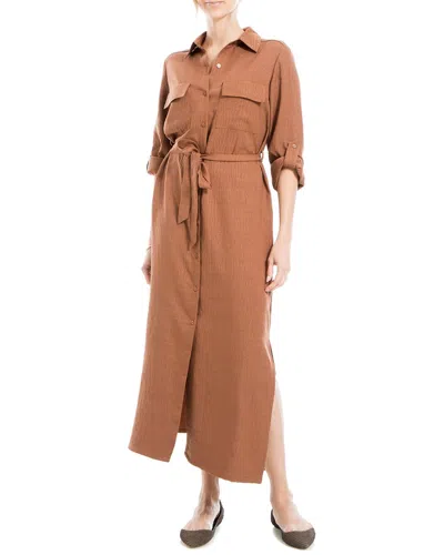 Max Studio Maxi Shirt Dress In Brown