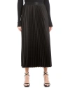 Max Studio Satin Pleated Midi Skirt In Black