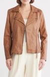 Max Studio Maxstudio Washed Faux Leather Moto Jacket In Brown