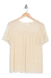 Max Studio Mesh Pleated Top In Antique Whte