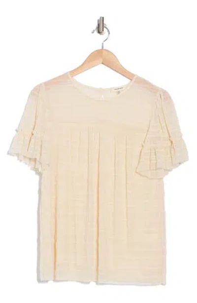 Max Studio Mesh Pleated Top In Antique Whte