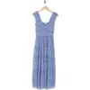Max Studio Mesh Sleeveless Maxi Dress In Chambray-chambray