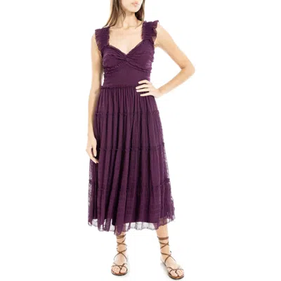 Max Studio Mesh Sleeveless Maxi Dress In Plum