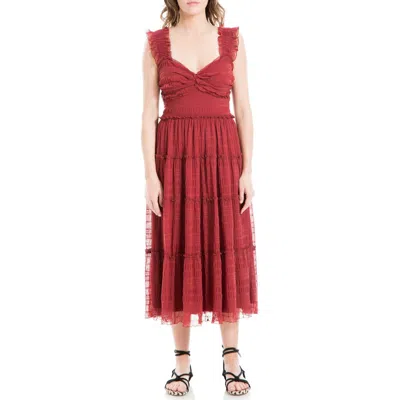 Max Studio Mesh Sleeveless Maxi Dress In Rosewood