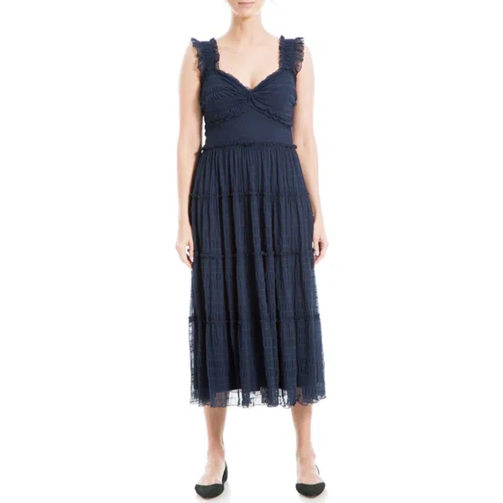 slim fit dress slacks Navy Ruched Sleeveless Cocktail Dress main image 0
