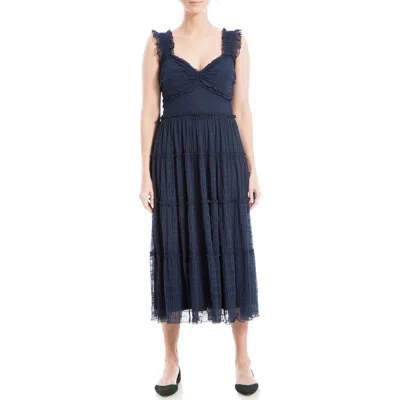 Max Studio Mesh Sleeveless Maxi Dress In Sapphire