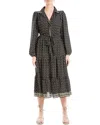 Max Studio Midi Dress In Blk/crm Glctc Hrmny
