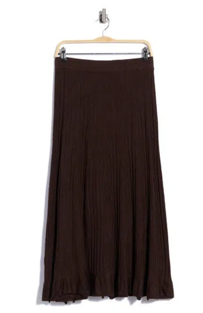 Max Studio Midi Sweater Skirt In Brown