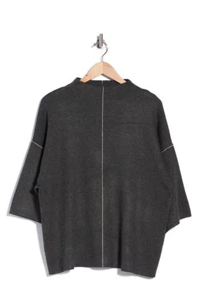 Max Studio Mock Neck Elbow-length Sleeve Sweater In Gray