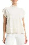 Max Studio Mock Neck Fine Gauge Short Sleeve Sweater In Ivory