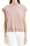 Max Studio Mock Neck Fine Gauge Short Sleeve Sweater In Mauve