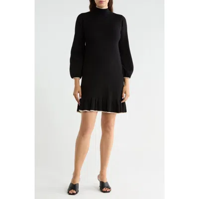 Max Studio Mock Neck Long Sleeve Sweater Dress In Black