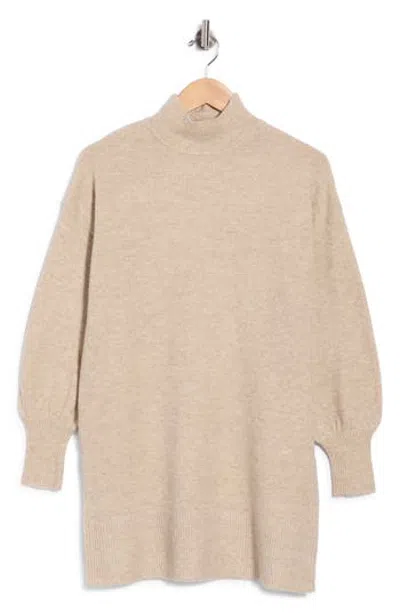 Max Studio Mock Neck Long Sleeve Sweater Dress In Nude