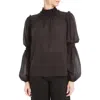 Max Studio Mock Neck Long Sleeve Top In Black