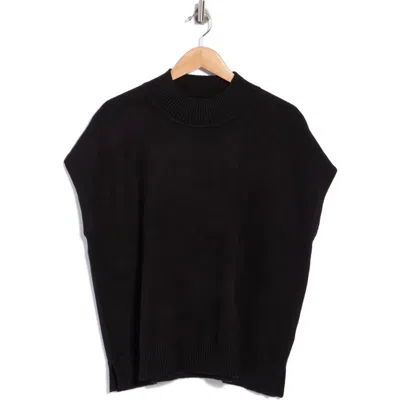Max Studio Mock Neck Short Sleeve Sweater In Black