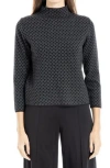 Max Studio Mock Neck Sweater In Black/charcoal Tangine