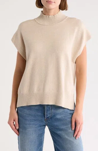 Max Studio Mock Neck Sweater In Hthrbone-heather Bone