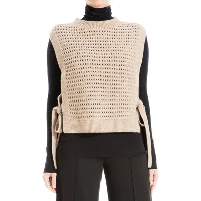 Max Studio Mock Neck Sweater Vest In Oatmeal