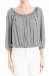 Max Studio Off The Shoulder Top In Cream/ Black Even Stripe