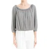 Max Studio Off The Shoulder Top In Cream/black Even Stripe