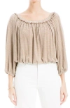 Max Studio Off The Shoulder Top In Cream/brown Even Stripe