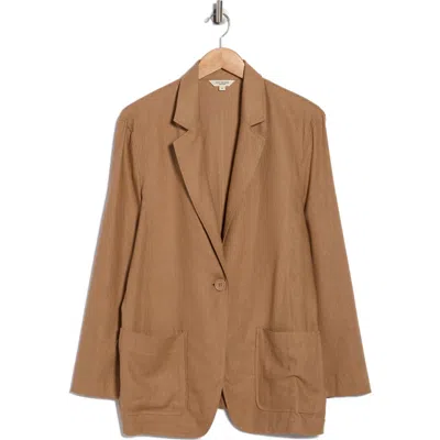 Max Studio One Button Blazer In Brown