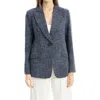 Max Studio One Button Blazer In Dk Navy Melange