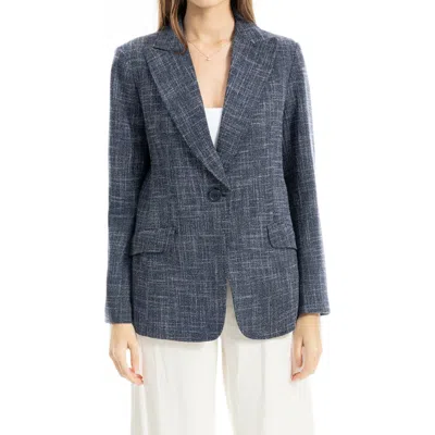Max Studio One Button Blazer In Dk Navy Melange