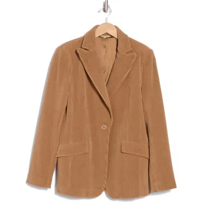 Max Studio One-button Corduroy Blazer In Vicuna