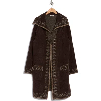 Max Studio Open Front Sweater Coat In Brown