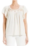 Max Studio Open Stitch Crinkle Top
